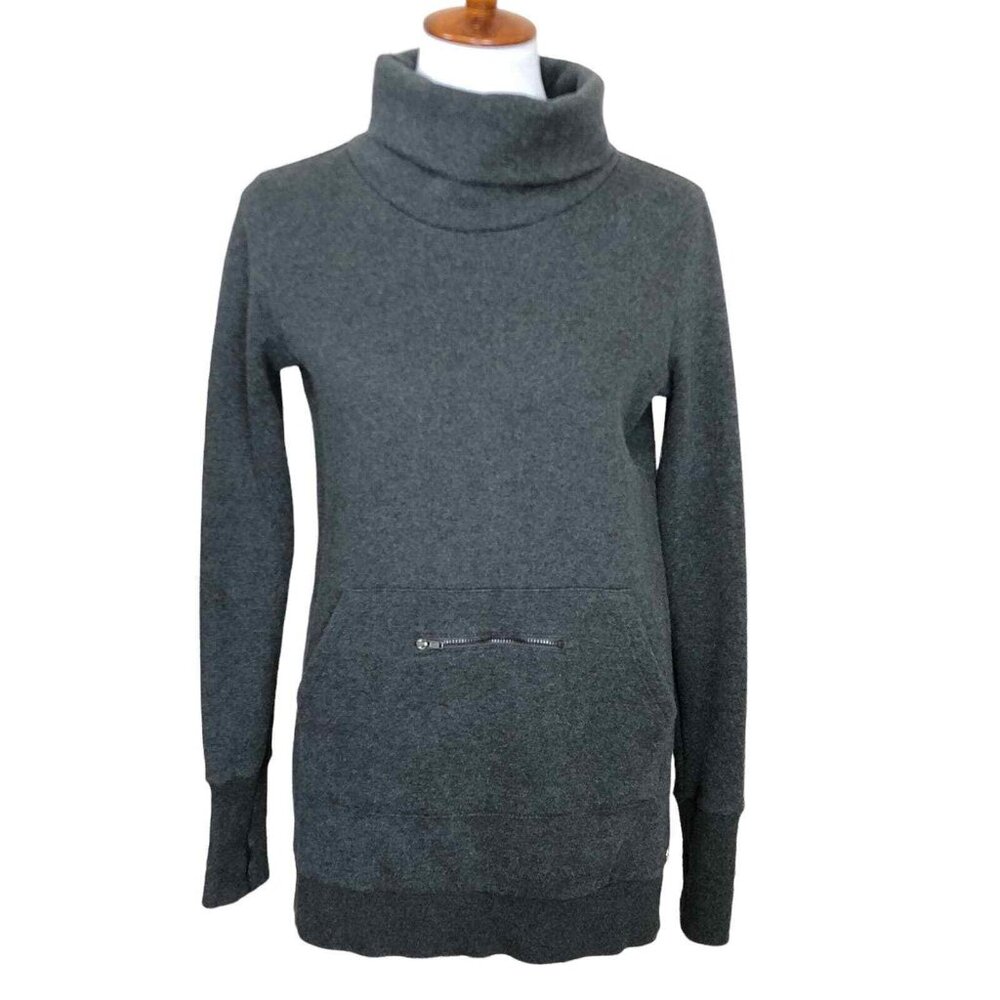 Fabletics Turtleneck Grey Sweatshirt Kangaroo‎ / Zip Pocket XS Top